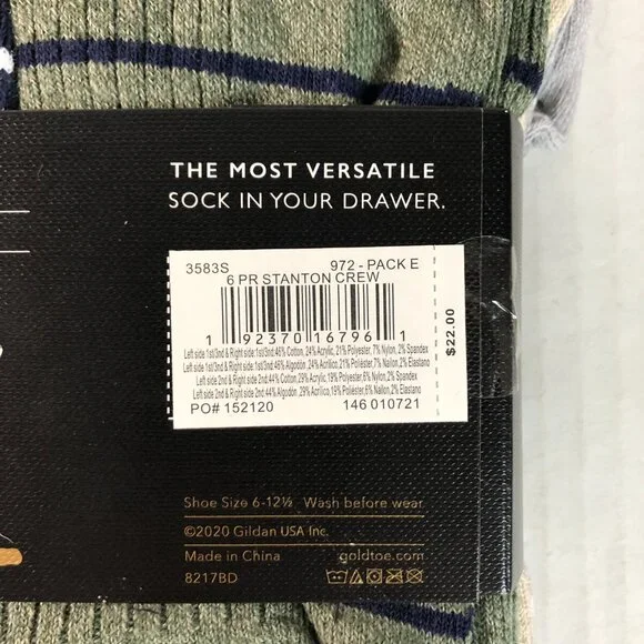 Gold Toe Socks Men Size 6-12.5 “Stanton Crew” Long Dress Socks 6 Pairs Blue/gray - Picture 7 of 7